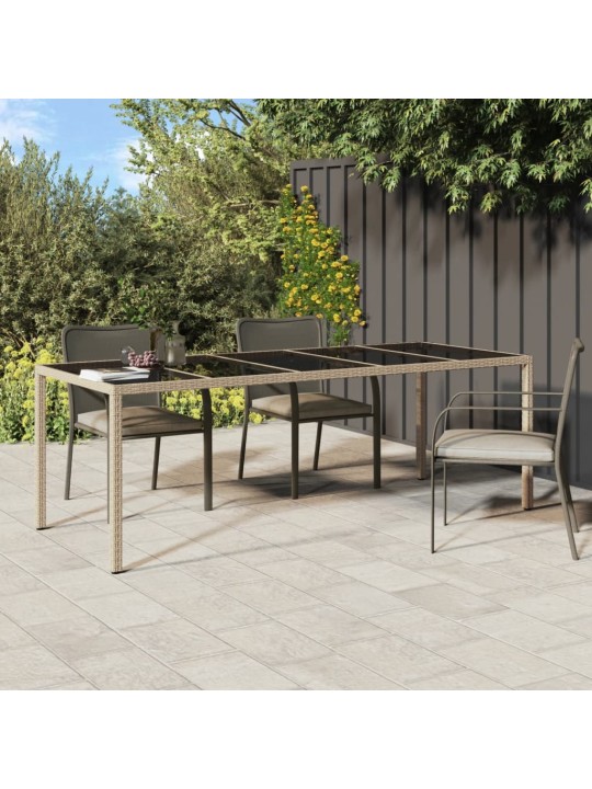 Sodo stalas, smėlio spalvos, 250x100x75cm, stiklas/poliratanas