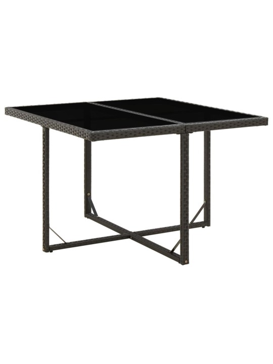 Sodo stalas, juodas, 109x107x74cm, poliratanas ir stiklas