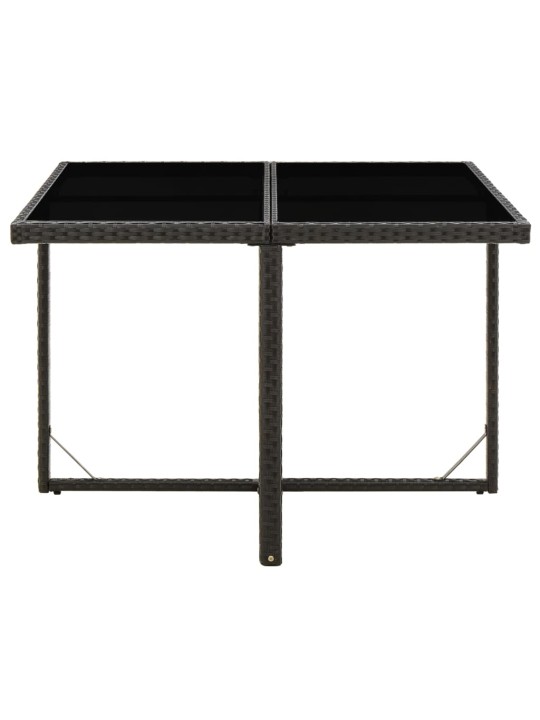 Sodo stalas, juodas, 109x107x74cm, poliratanas ir stiklas