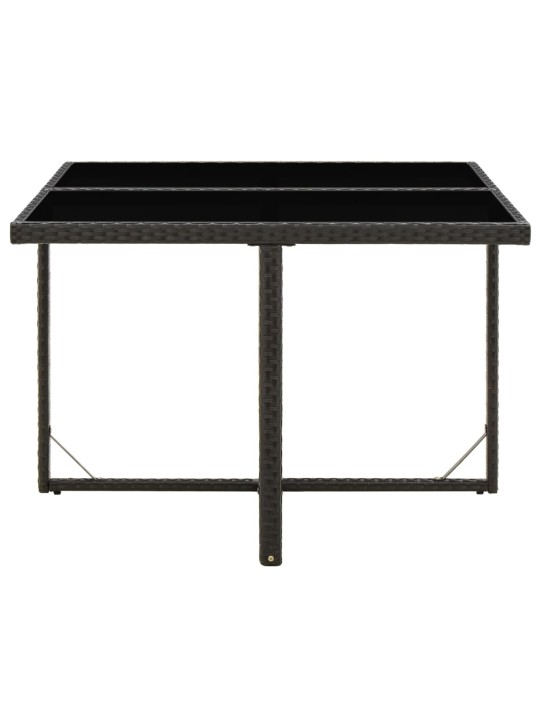 Sodo stalas, juodas, 109x107x74cm, poliratanas ir stiklas