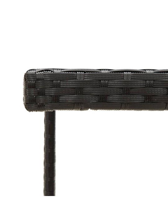Sodo stalas, juodas, 109x107x74cm, poliratanas ir stiklas