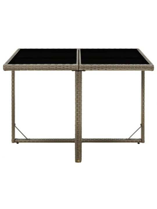 Sodo stalas, pilkas, 109x107x74cm, poliratanas ir stiklas