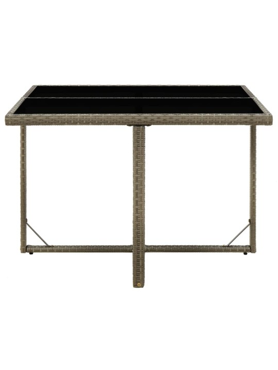 Sodo stalas, pilkas, 109x107x74cm, poliratanas ir stiklas