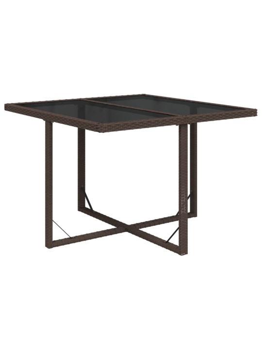 Sodo stalas, rudas, 109x107x74cm, poliratanas ir stiklas