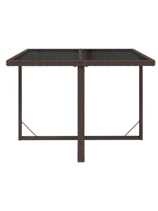 Sodo stalas, rudas, 109x107x74cm, poliratanas ir stiklas