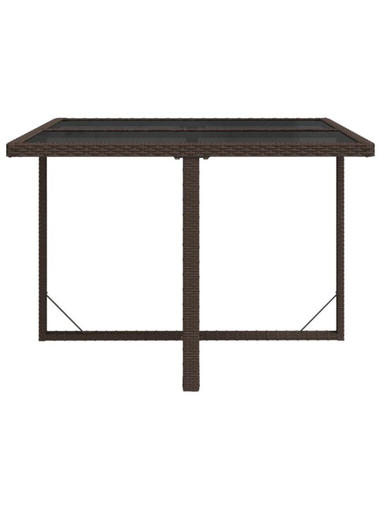 Sodo stalas, rudas, 109x107x74cm, poliratanas ir stiklas