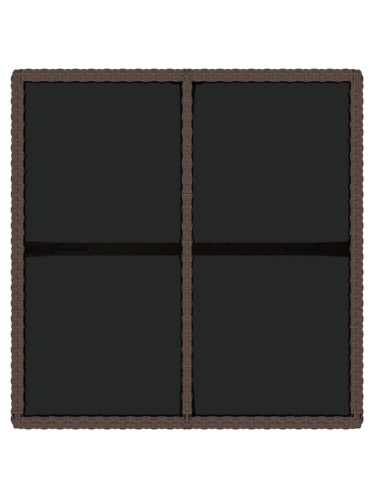Sodo stalas, rudas, 109x107x74cm, poliratanas ir stiklas
