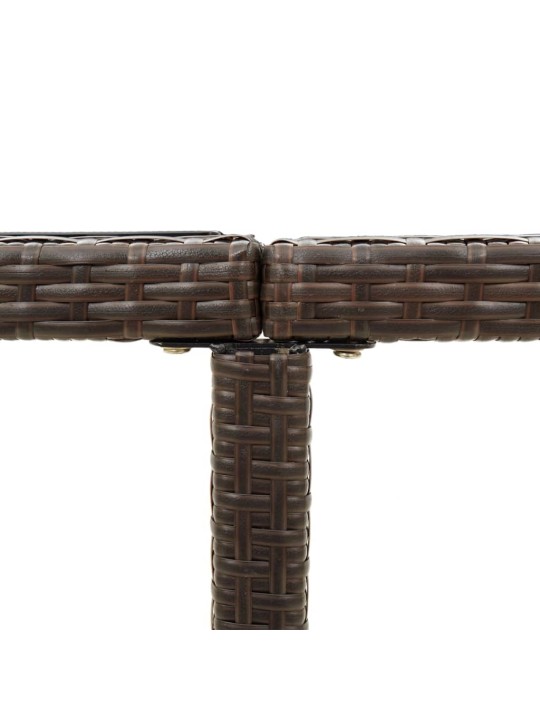 Sodo stalas, rudas, 109x107x74cm, poliratanas ir stiklas