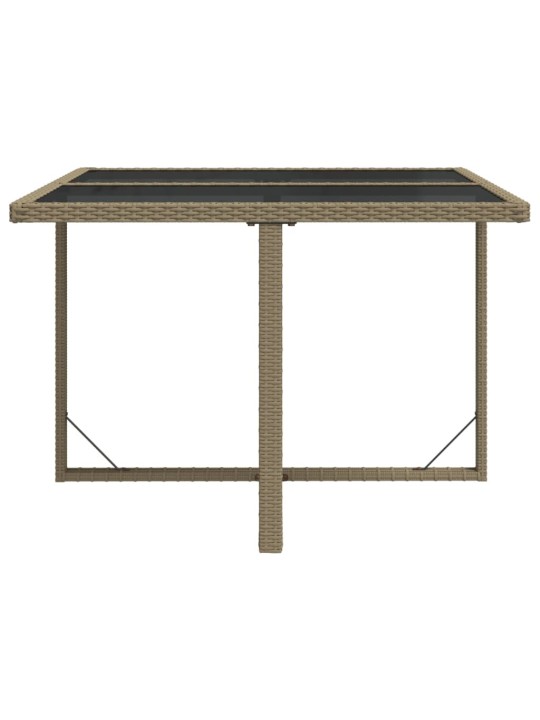 Sodo stalas, smėlio, 109x107x74cm, poliratanas ir stiklas