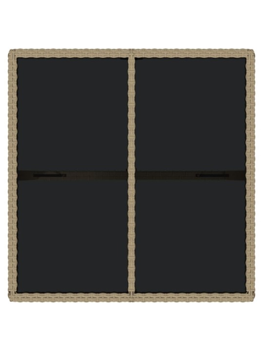 Sodo stalas, smėlio, 109x107x74cm, poliratanas ir stiklas