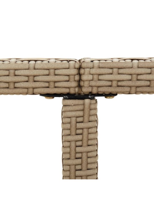 Sodo stalas, smėlio, 109x107x74cm, poliratanas ir stiklas
