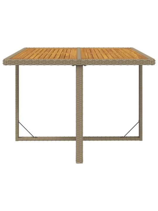 Sodo stalas, smėlio, 109x107x74cm, poliratanas ir akacija