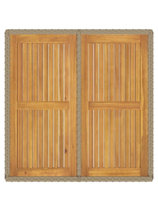 Sodo stalas, smėlio, 109x107x74cm, poliratanas ir akacija
