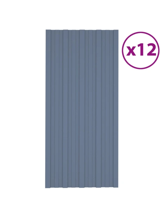 Stogo plokštės, 12vnt., pilkos, 100x45cm, galvanizuotas plienas
