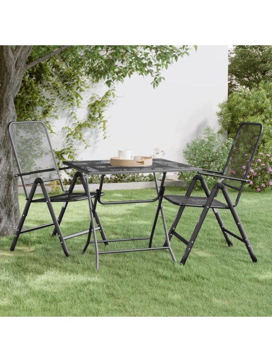 Sodo stalas, antracito, 80x80x72cm, plėsto metalo tinklelis