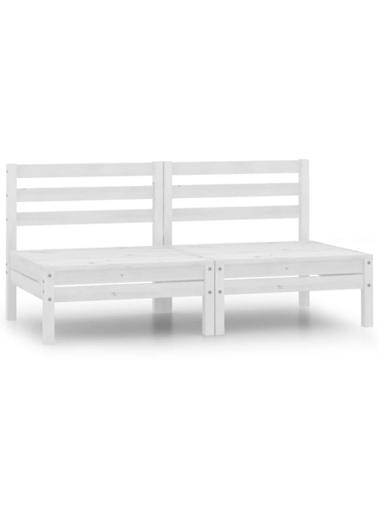 Dvivietė sodo sofa, balta, pušies medienos masyvas (806588)