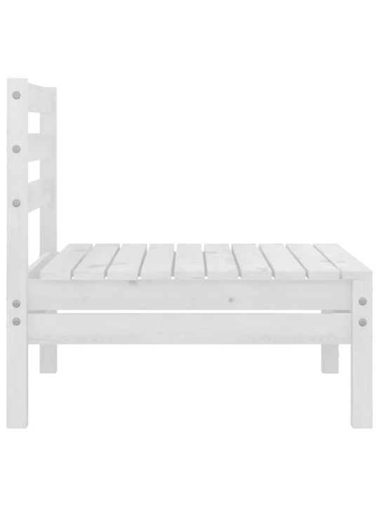 Dvivietė sodo sofa, balta, pušies medienos masyvas (806588)