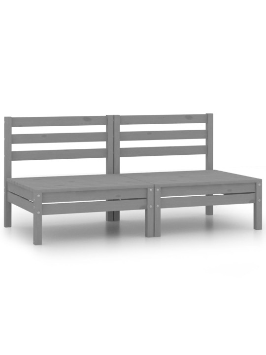 Dvivietė sodo sofa, pilka, pušies medienos masyvas (806589)