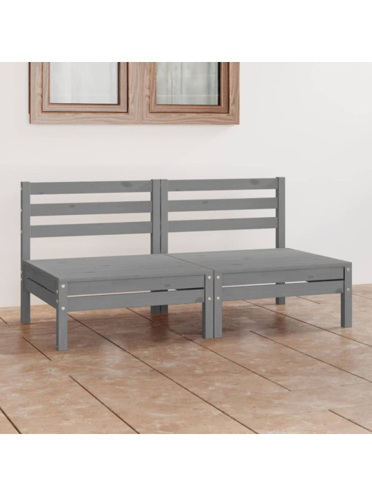 Dvivietė sodo sofa, pilka, pušies medienos masyvas (806589)