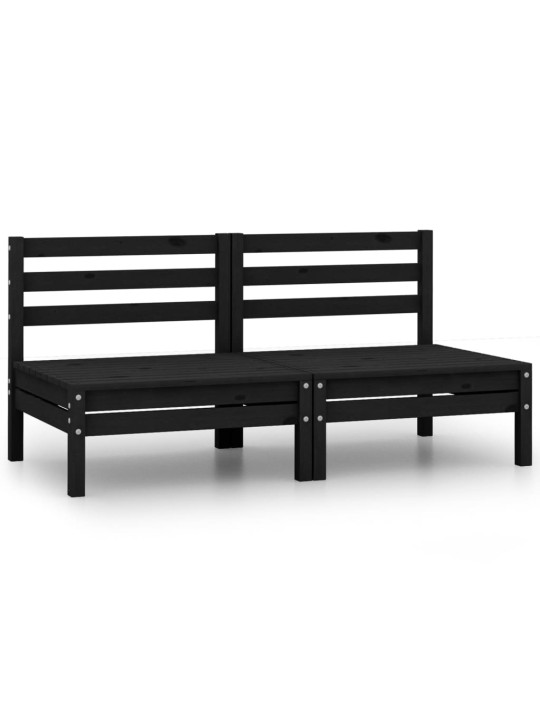 Dvivietė sodo sofa, juoda, pušies medienos masyvas (806591)