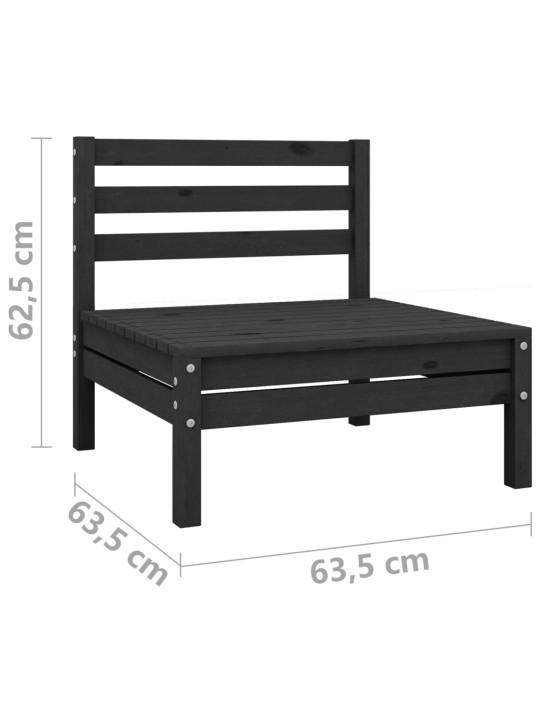 Dvivietė sodo sofa, juoda, pušies medienos masyvas (806591)