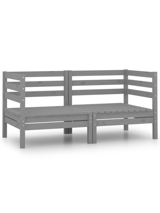 Dvivietė sodo sofa, pilkos spalvos, pušies medienos masyvas