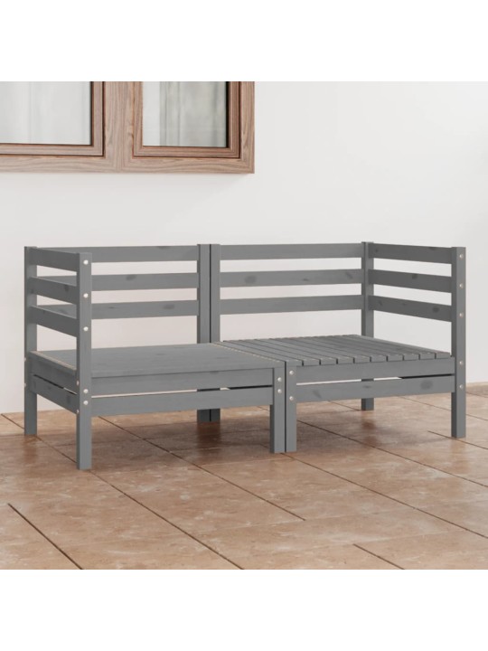 Dvivietė sodo sofa, pilkos spalvos, pušies medienos masyvas