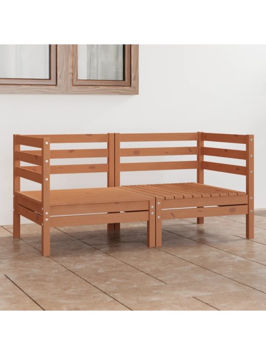 Dvivietė sodo sofa, medaus rudos spalvos, pušies masyvas