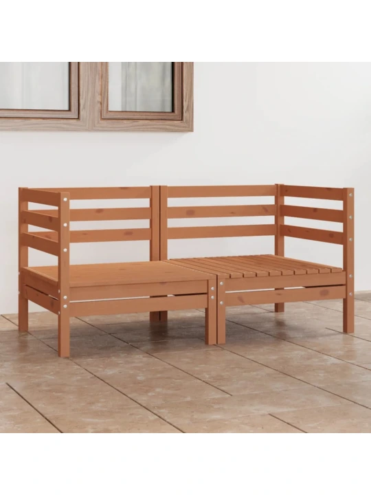 Dvivietė sodo sofa, medaus rudos spalvos, pušies masyvas