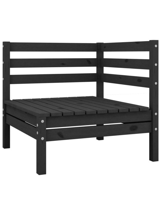 Dvivietė sodo sofa, juodos spalvos, pušies medienos masyvas