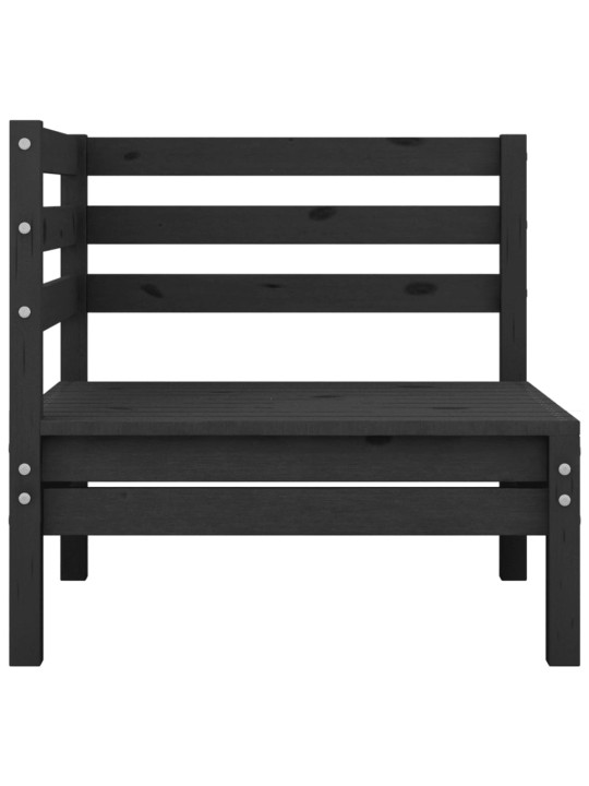 Dvivietė sodo sofa, juodos spalvos, pušies medienos masyvas