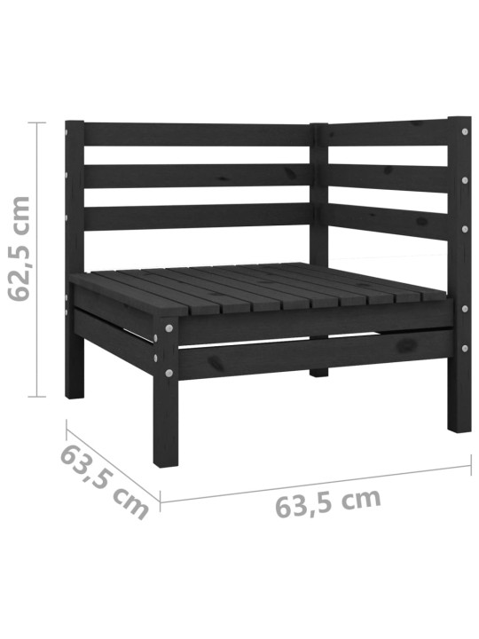 Dvivietė sodo sofa, juodos spalvos, pušies medienos masyvas