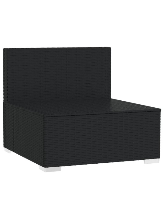 Keturvietė sofa su pagalvėlėmis, juodos spalvos, poliratanas