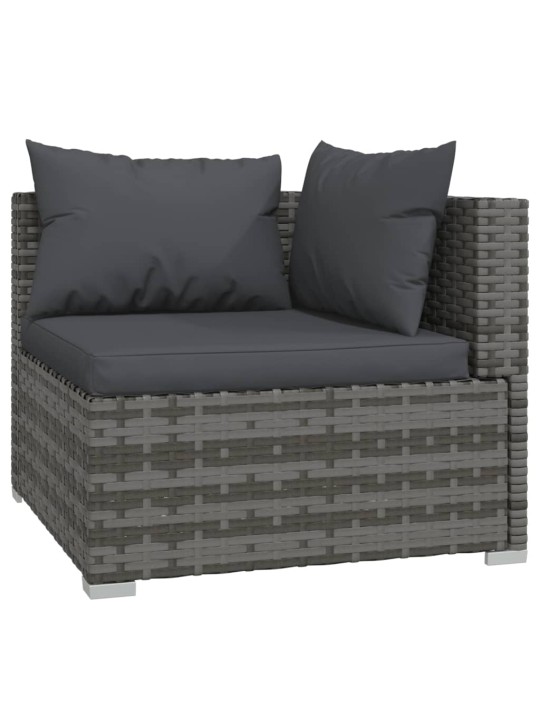 Dvivietė sofa su pagalvėlėmis, pilkos spalvos, poliratanas