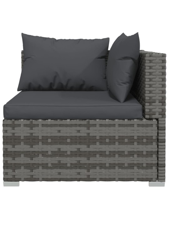 Dvivietė sofa su pagalvėlėmis, pilkos spalvos, poliratanas