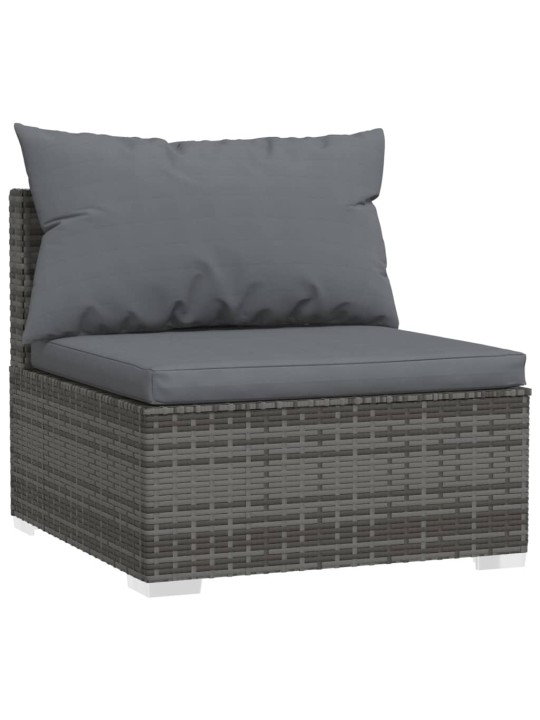Keturvietė sofa su pagalvėlėmis, pilkos spalvos, poliratanas