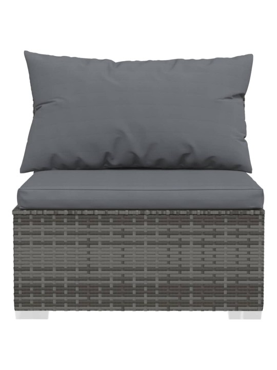 Keturvietė sofa su pagalvėlėmis, pilkos spalvos, poliratanas