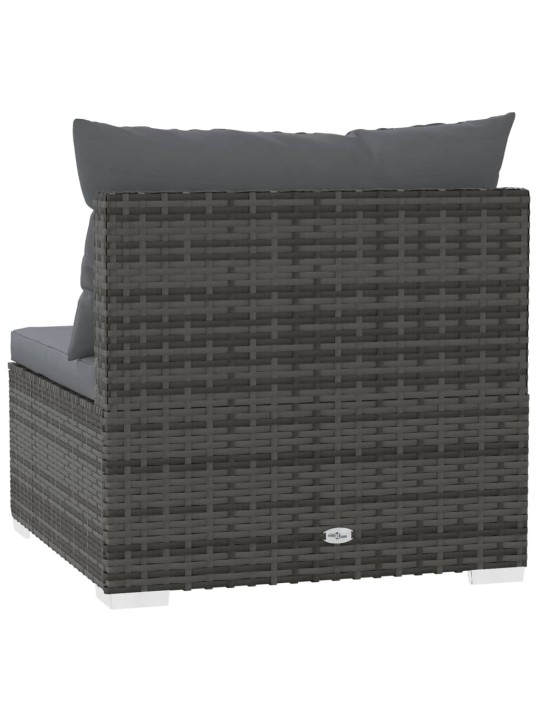 Keturvietė sofa su pagalvėlėmis, pilkos spalvos, poliratanas