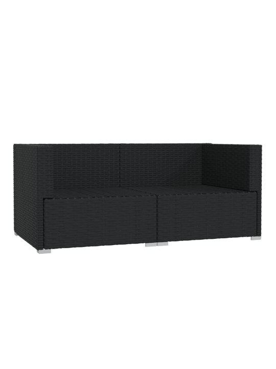 Dvivietė sofa su pagalvėlėmis, juodos spalvos, poliratanas