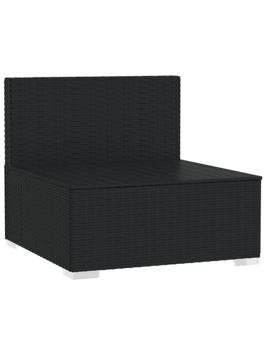 Keturvietė sofa su pagalvėlėmis, juoda, poliratanas