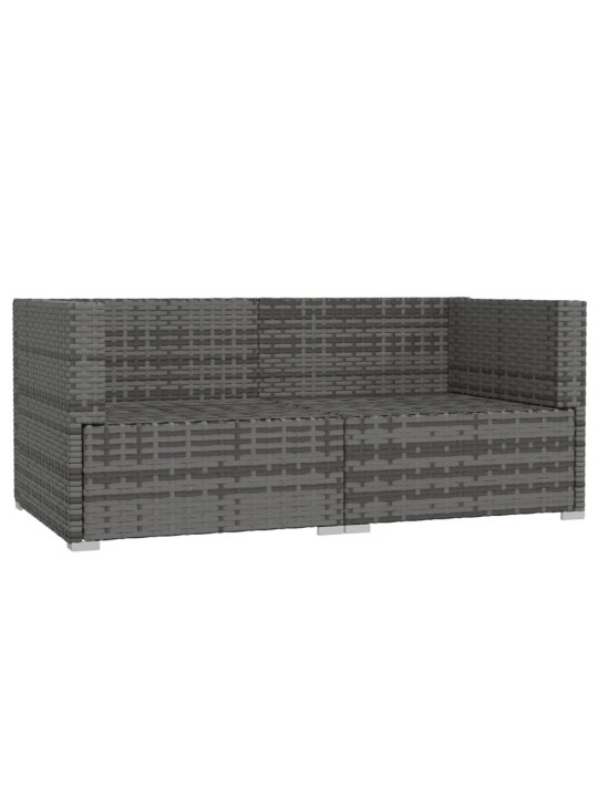 Dvivietė sofa su pagalvėlėmis, pilkos spalvos, poliratanas