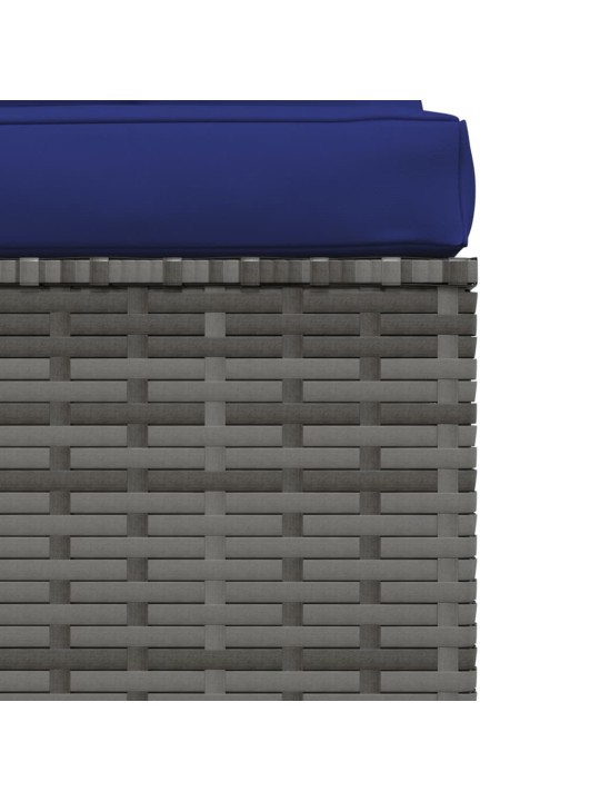 Keturvietė sofa su pagalvėlėmis, pilkos spalvos, poliratanas