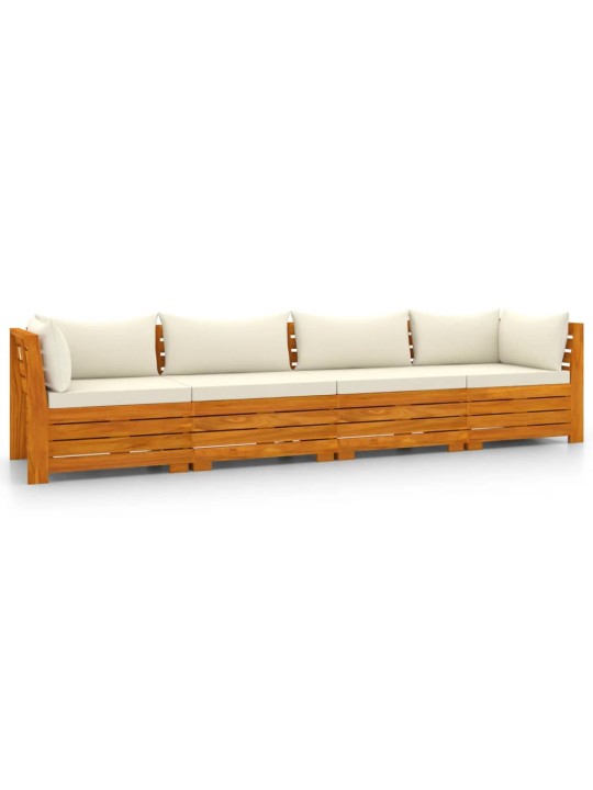 Keturvietė sodo sofa su pagalvėlėmis, akacijos medienos masyvas