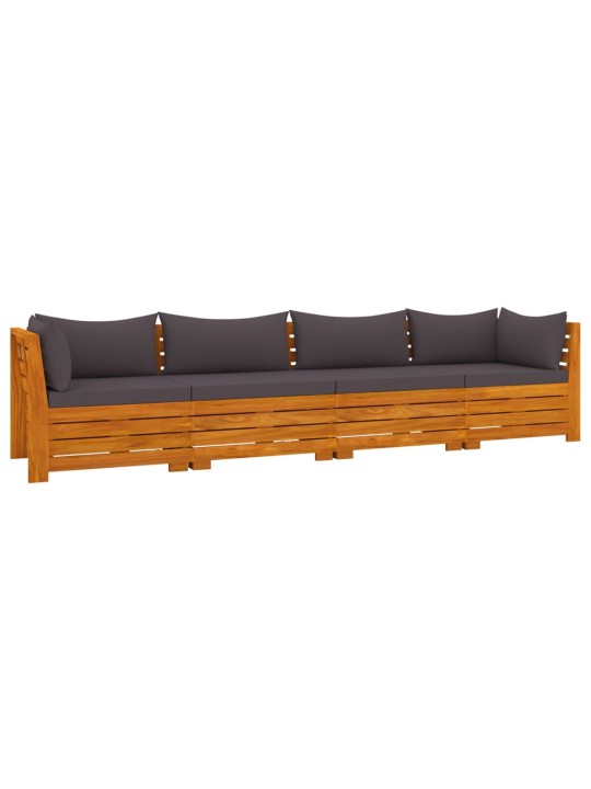 Keturvietė sodo sofa su pagalvėlėmis, akacijos medienos masyvas