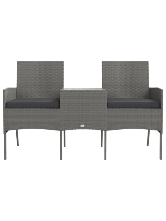 Dvivietė sodo sofa su arbatos staliuku, antracito, poliratanas