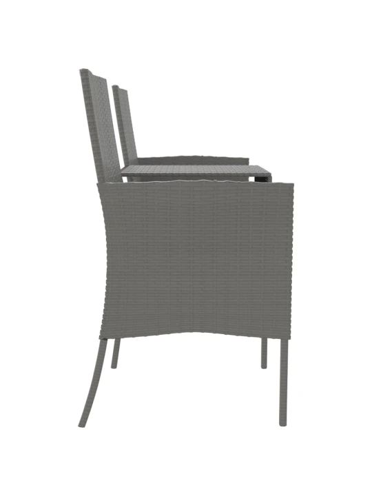 Dvivietė sodo sofa su arbatos staliuku, antracito, poliratanas