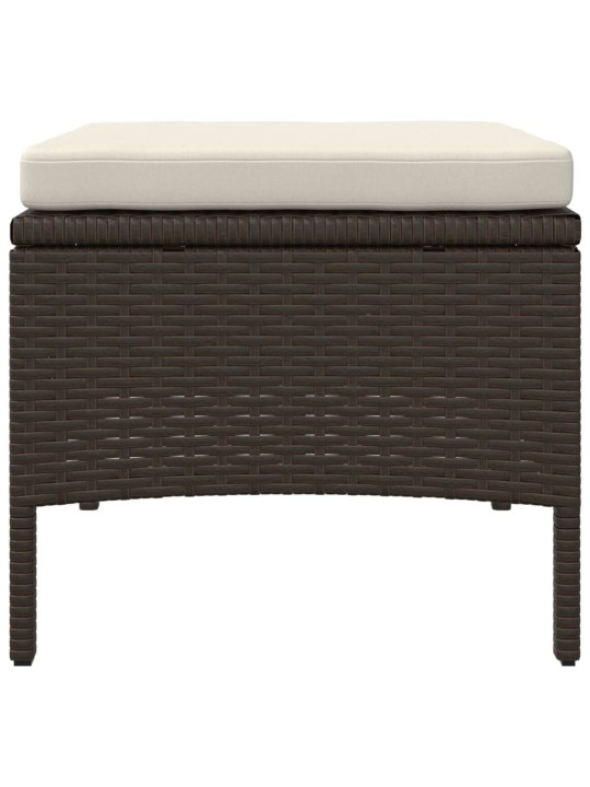 Dvivietė sodo sofa su staliuku/taburetėmis, ruda, poliratanas