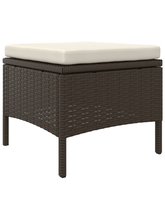 Dvivietė sodo sofa su staliuku/taburetėmis, ruda, poliratanas