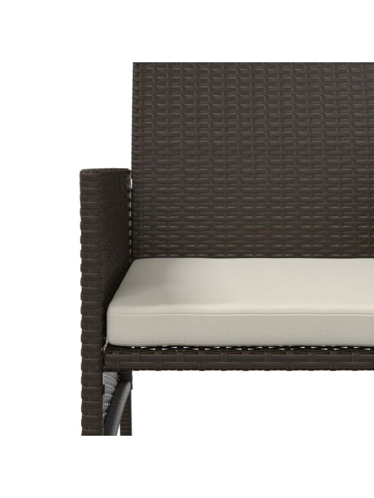 Dvivietė sodo sofa su staliuku/taburetėmis, ruda, poliratanas