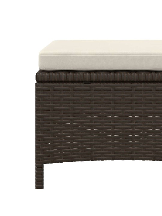 Dvivietė sodo sofa su staliuku/taburetėmis, ruda, poliratanas